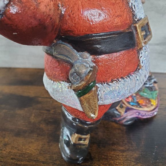 Santa Claus Ceramic Oklahoma State Christmas 9x8 Headress Covered Wagon Buffalo - Picture 7 of 11